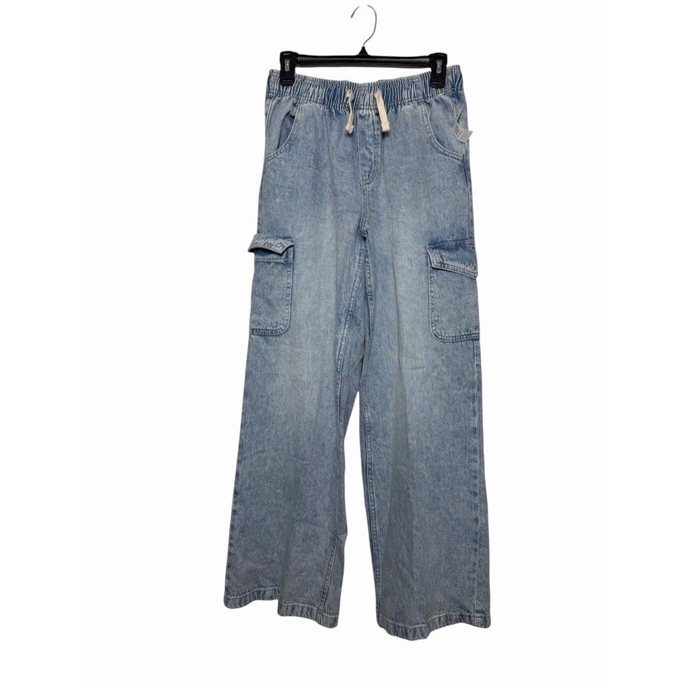 Gap Kids Denim Easy Wide Leg Pull In Cargo Jeans Light Wash NWT
